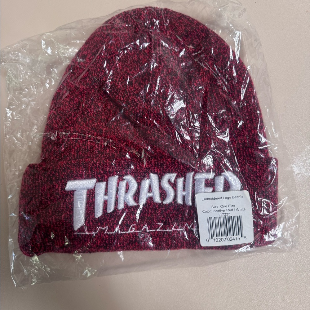 Thrasher Maroon Beanie with White Logo